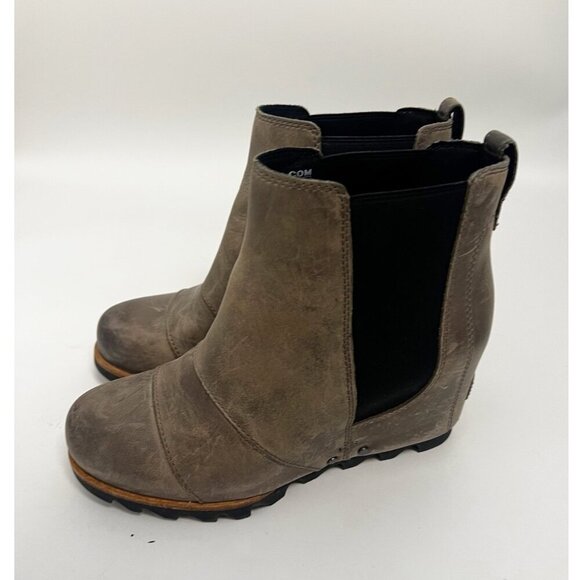 Sorel Lea Wedge Joan of Arctic Chelsea Leather Ankle Boot Booties Women 6.5 - Picture 1 of 9